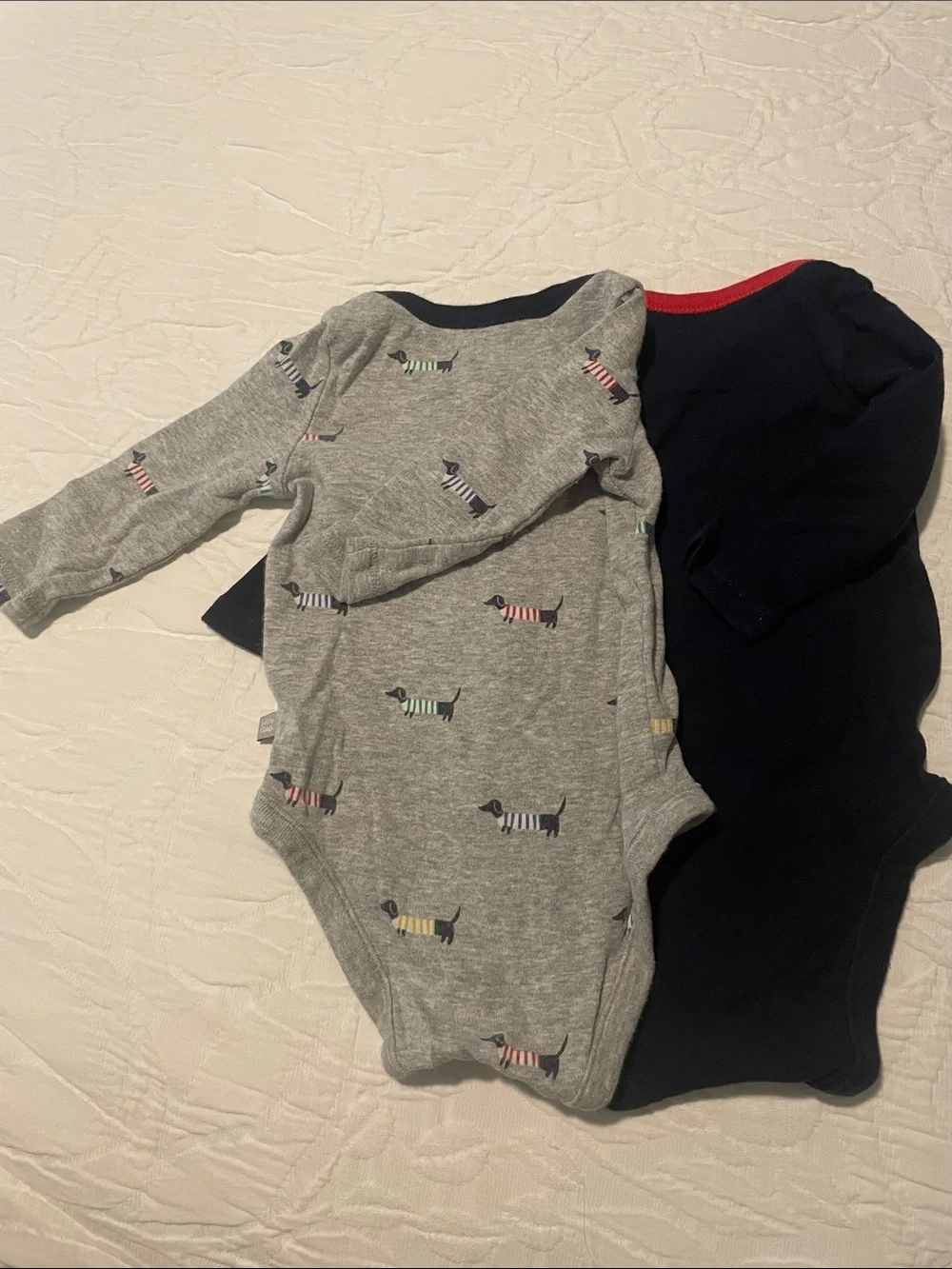 GAP Navy with Red Trim Anchor One-Piece & Gray Dog Print Bodysuit Duo
